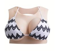Zilasegy Round Collar Silicone Breastplate, Back Hollow Fake Boobs Breasts Forms D Cup for Crossdressers Transgender Drag Queen
