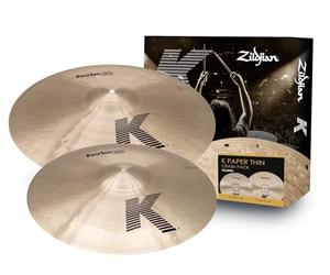 Zildjian K Paper Thin Crash Cymbal Set Box Pack - 18” & 20” K Family Paper Thin Crashes - Ultra-Responsive Cymbals for Professional Drummers - Thin, Expressive & Explosive Sound - KZCRP01