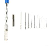 Zilimontt 0.5-3mm Blue -Automatic Hand Drill Set with 10-Piece Small Drill Bits for Wood, Amber, Olive, Walnut, Plastic and Rubber Materials(Set B)