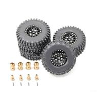 Zilimontt 1/18 RC Crawler Tires with Extended Coupler - For lasting ABS & Aluminum Wheels for Traxxas For TRX4M, For Bronco, and For Defender Models - 1-Inch Diameter, Black/Red/Silver(Silver B)