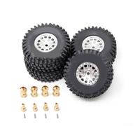 Zilimontt 1/18 RC Crawler Tires with Extended Coupler - For lasting ABS & Aluminum Wheels for Traxxas For TRX4M, For Bronco, and For Defender Models - 1-Inch Diameter, Black/Red/Silver(Black B)