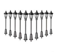 Zilimontt 10 Pack LED Street Lights for Model Railway Train Layouts, H0 00 Scale Plastic Lamp Posts, 3V Illuminated Scenery Accessories with Wiring, 65-70mm Adjustable Height