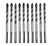 Zilimontt 10pcs 6mm Carbide Drill Bit Set for for Porcelain Tile, Concrete, Brick, Glass, Marble and Stone, Triangular Shank Masonry Bits for for Ceramic, Hardwood and(10PCS)