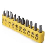 Zilimontt 10Pcs Insert Bit Set with Torx Flat Head Cross Bits for Electric Screwdrivers and Drills, Magnetic Hex Shank 1/4" Accessory for Electronic Electrical(Yellow)