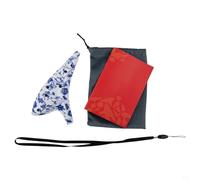 Zilimontt 12 Hole Resin Ocarina Alto C Tuned Wind Instrument with Ice Cracked Finish, Includes Carry Bag, Neck Strap and Song Booklet for Beginners and Musicians(Blue)