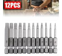 Zilimontt 12-Piece 50mm Magnetic for Torx Screwdriver Bits Set with for T5-T40 Sizes and /4-Inch Hex Shank for Electric and Pneumatic Screwdrivers