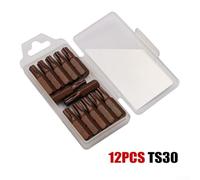 Zilimontt 12PCS Hex Shank Magnetic Five-Point for Torx Screwdriver Bits with Hole 25mm Alloy Steel for Electric and Manual Screwdrivers TS8-TS40 Series(TS30)