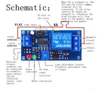Zilimontt 12V DC Adjustable Timer for for Relay Switch Module, Delay On or Off Control with 8 Settings 0.1s to 1h, 250V 10A AC / 30V 10A DC Load Capacity, Anti Power