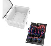 Zilimontt 12V Rocker Switch Panel for Boat RV - 5 Gang Waterproof LED Lighted Switch Box with Circuit Breaker, USB Port & Voltage Meter, White ABS+PC Enclosure(A)