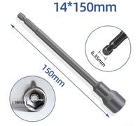 Zilimontt 150mm Magnetic Hex Socket Wrench Extension Sleeve, Chrome Vanadium Steel 6mm-19mm Long Nut Driver Bit Set for for Drill, Screwdriver, Car, Motorcycle, Machinery(14mm)