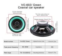 Zilimontt 160W Car HiFi Coaxial Speaker 6.5 with PP Injection Cone and Natural Rubber Membrane for Vehicle Door Audio System, Compatible with For General Motors(6.5寸)