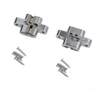 Zilimontt 2 Pack 180 Degree Invisible Folding Door Concealed Cross Hinges with Screws for Home Furniture, Wooden Doors, and Bookcases Made of Stainless Steel and Zinc(13x60mm)