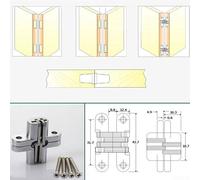 Zilimontt 2 PCS Invisible Cross Hinges Concealed Cabinet Cupboard Door Hardware for Wooden Boxes and Aluminum Frame Doors, Zinc Alloy and Stainless Steel Construction,