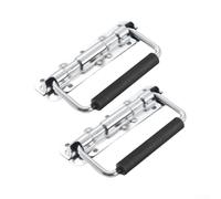 Zilimontt 2 Pics Folding Spring Loaded Handle with Insulated Rubber Cover for Toolboxes, Suitcases, Wooden Crates and Instrument Cases, Silver and Black Finish(140mm)