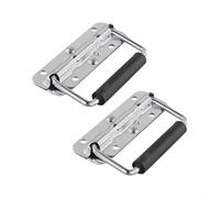 Zilimontt 2 Pics Folding Spring Loaded Handle with Insulated Rubber Cover for Toolboxes, Suitcases, Wooden Crates and Instrument Cases, Silver and Black Finish(120mm)
