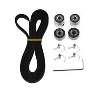 Zilimontt 20-Tooth Timing Pulley Set with 5mm & 6mm Bore, 6mm Wide Belt, Idlers and Tension Springs for Linear Motion Systems - 2m Rubber-Aluminum Belt, Double Flange,