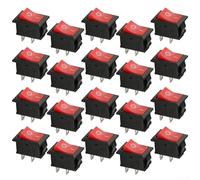 Zilimontt 20Pcs Toggle Switches 12V 2 Pin On/Off Rocker Switch for Car, Boat, RV, Auto Lamp and Electronic Devices - Black/White/Red ABS Waterproof Switch Pack(Red)