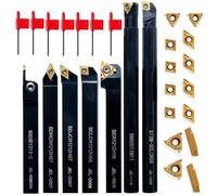 Zilimontt 21pcs Carbide Lathe Tools Set with Indexable Inserts CCMT060204 for CNC Turning, 7 Holders in /2 Inch Shank, 42CrMo Steel, Gold Coated Cutting Bits