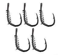 Zilimontt 25pcs Stainless Steel Carp Fishing Hooks with Spring Ring and Barbed Swivel, Resistant Explosion Jig Hooks for for Bass, Trout, Walleye, Pike and More,(6#)