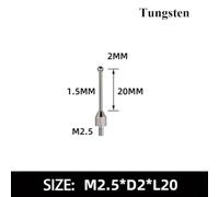 Zilimontt 2mm Carbuncle Steel Head Micrometer Probe Stylus M2.5 Thread Point for for CMM Machines and Dial Test Indicator Lever Type Precision Measurement Tool(Tungsten20mm)