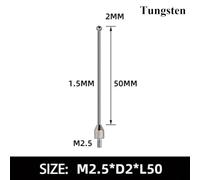 Zilimontt 2mm Carbuncle Steel Head Micrometer Probe Stylus M2.5 Thread Point for for CMM Machines and Dial Test Indicator Lever Type Precision Measurement Tool(Tungsten50mm)
