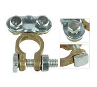 Zilimontt 2Pcs 12V Brass Battery Terminals with Screw Clamp for Leisure Batteries, Car, Van, Campervan, Caravan, Lorry - Gold & Silver, 54mm Length, 18mm/17mm Inner Diame