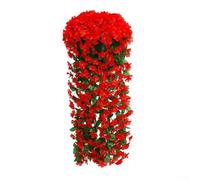 Zilimontt 2PCS Elegant Violet Wall Hanging Faux Flower Vine for Weddings and Home Decor, Artificial Silk Flowers with Plastic and Iron Wire Stems, 50cm Length(Red)