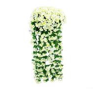 Zilimontt 2PCS Elegant Violet Wall Hanging Faux Flower Vine for Weddings and Home Decor, Artificial Silk Flowers with Plastic and Iron Wire Stems, 50cm Length(White)