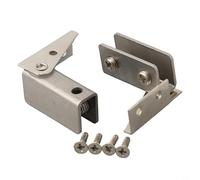 Zilimontt 2Pcs Non-Perforated Glass Door Hinges for 5-8mm Panels, Stainless Steel Cold Rolled Steel Display Cabinet and Glass Shelf Fittings, Adjustable Screws for Secure Fit in Ba(Silver)