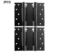 Zilimontt 2Pcs Stainless Steel Double Action Spring Door Hinges with Screws, 4 Inch Saloon Style Swinging Hinge for for Inward and Outward Opening Doors, Silver and Black(Black)