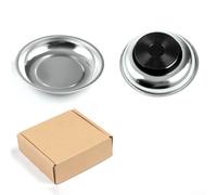 Zilimontt 3/4/6 Inch Round Magnetic Parts Tray Bowl Stainless Steel Garage Tool Holder with PVC Base for Auto Repair and Workshop(B)