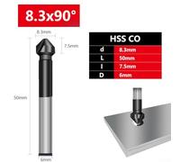 Zilimontt 3 Flute M35 Cobalt for HSS Countersink Drill Bit 90 Degree TiAlN Coated Chamfering Tool for Stainless Steel Aluminum Carbon Steel Wood 6.3/8.3/10.4/12.4/16.5/20mm(8.3mm)