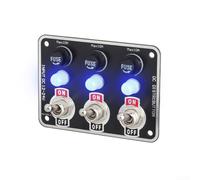 Zilimontt 3 Gang Metal Rocker Switch Panel with LED Indicators and Circuit Breaker Fuse Box, IP66 Waterproof for Car Marine Boat Automotive Interior Switches and