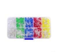 Zilimontt 300 Pcs 3mm/5mm Multicolor LED Diodes Assortment Kit, 5 Colors Red Green Blue Yellow White, 3.0-3.2V 20mA High Brightness Long Lifespan, Assorted Light