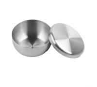 Zilimontt 304 Stainless Steel Korean Rice Bowl with Lid, Single Layer Steamed Rice Serving Bowl, Lasting Mixing or Seasoning Bowl for for Kitchen, Camping, Picnic, BBQ,(8.5cm)