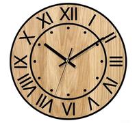 Zilimontt 30CM Round Wooden Silent Wall Clock with Digital Decoration for Home Office Kitchen, Vintage Wood Grain Retro Analog Display, No Ticking Sound, For Easy(D)