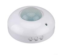 Zilimontt 360 Degree Ceiling Mount PIR Motion Sensor Switch for Lights with High Sensitivity and Wide Voltage Range AC100-240V/DC9-24V White ABS Electrical Outlet Part(AC110-240V)