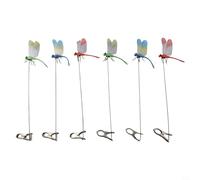 Zilimontt 3D Garden Dragonfly Decorative Stakes,with Clip Metal Wings Outdoor Lawn Ornaments Flying Insects Decor Patio Yard Art Butterfly Effect Blue Red Green(6pcs)