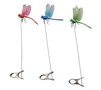 Zilimontt 3D Garden Dragonfly Decorative Stakes,with Clip Metal Wings Outdoor Lawn Ornaments Flying Insects Decor Patio Yard Art Butterfly Effect Blue Red Green(3pcs)