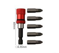 Zilimontt /4 Inch Hex Shank Magnetic Bit Holder Screwdriver Drill Extension Bar with Adjustable Depth for Electric Drills and Screwdrivers(red)