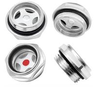 Zilimontt 4-Pack Air Compressor Oil Sight Glass with Tempered Glass and Red Dot Indicator, Inch For NPT Male Thread, Aluminum Alloy Body for Oil Level up to 217
