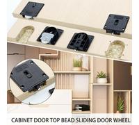 Zilimontt 4 Pairs Adjustable Sliding Door Roller Wheels for for Cabinet and Wardrobe, Smooth PU Track Runners with Stainless Steel Bearings, Fits 10-30mm Thickness, Black,