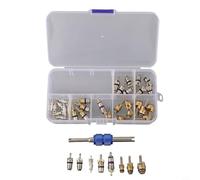 Zilimontt 40PCS Copper Car Air Conditioning Valve Core Kit with Remover Tool for R134A and R12 Systems, Automotive AC Repair and Maintenance