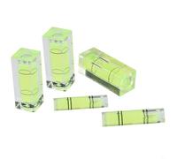 Zilimontt 40x15x15mm Square and Cylindrical Level Set, Green Bullseye Acrylic Levelers for Horizontal Precision, Plumb and Angle Measurement, Includes 3 Square and 2
