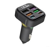 Zilimontt 48W 6-Port Car Charger with PD30W Fast Charging, QC 3.0 Support, Intelligent Power Allocation & Digital Voltage Display for 12V-24V Vehicles