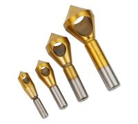 Zilimontt 4Pcs Countersink Deburring Drill Bit Hole Cutter Metal Chamfering Tool Set with Slotted Taper for Chatter-Operation in Steel Wood Plastic and Light Metals