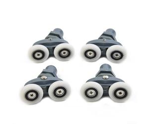 Zilimontt 4x Twin Bathroom Shower Door Rollers Having Steel and Stainless Nylon Bearing Brass Wheels Smooth Quadrant Lownoise Sliders for Curved or Sliding Shower(27mm)