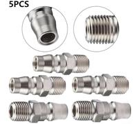 Zilimontt 5 Pcs Male Air Hose Coupling Set, 1/4 Inch Thread Pneumatic Connectors, Steel Quick Release Air Compressor Fittings Compatible with NITTO, Long Lasting Wear