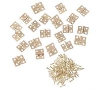 Zilimontt 50pcs Mini Brass Hinges 8x10mm Small Gold Cabinet Hinges for for Jewelry Boxes, Craft Boxes, Wooden Tool Boxes, Wine Boxes, Pure Brass Vintage Style Hardware for