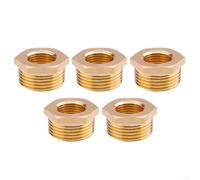 Zilimontt 5Pcs Brass Reducer Hex Bushing Threaded Pipe Fitting| 1 For NPT Male x 1/2 For NPT Female Adapter| Forged Hpb 58-3 Material for Garden Water and Industrial